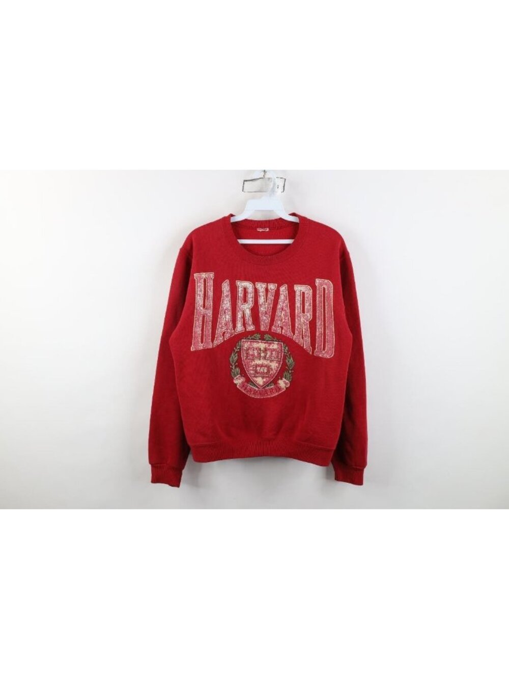 Vintage 90s Harvard University Crewneck Sweatshirt Womens Size L Red Distressed